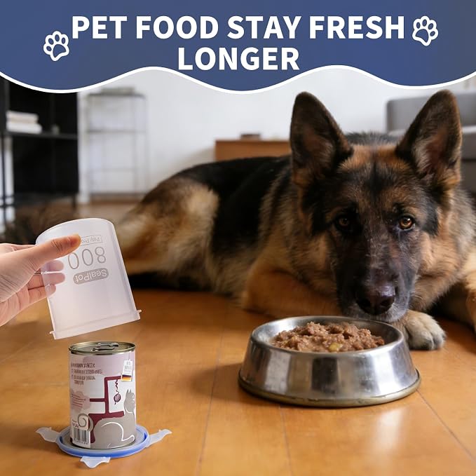 SLSON Dog Canned Food Storage Container for 13oz,13.2oz,12.5oz,12.8oz Dog Cans, Transparent Plastic Pet Food Sealer with Airtight Snap-Lock Can Cover Lids to Keep Pet Food Fresh No Fridge Odor