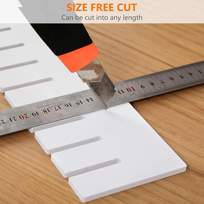 12Pcs Drawer Dividers, 16.93" x 2.76", Thick, Large Adjustable Drawer Organizer for Clothes, Kitchen, Bathroom, Dresser, Fridge, Bedroom, Office Storage, DIY Storage Organizer Separator