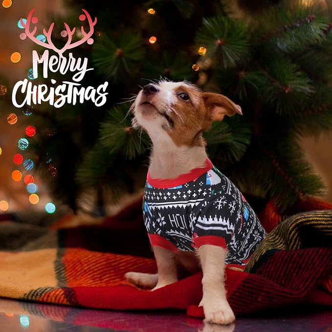 6 Pieces Christmas Dog Clothes Pet Shirts Breathable Puppy Vest Printed Christmas Snowman Reindeer Santa Claus Dog Shirts for Soft Outfit Dogs and Cats (M (5.5-8.8lbs))