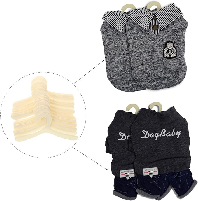 Pet Clothing Hanger Rack 20Pcs Plastic 19cm for Dog Clothes | Portable Organizer for Pet Clothes, Keeps Garments Neat, Practical Storage for Pet Owners and Friends
