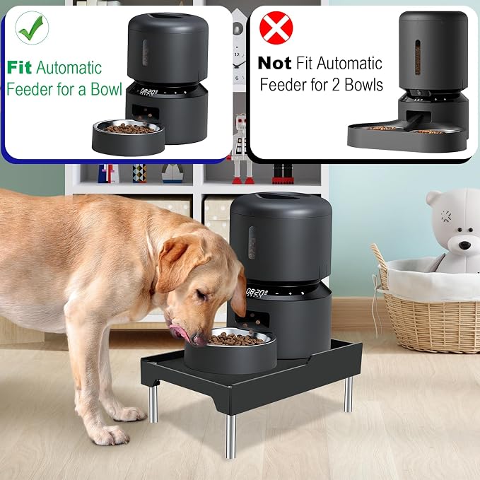 Beautyflier Raised Dog Feeder Stand Elevated Holder for Automatic Cat & Dog Feeders Pet Water Bowl Dispenser Stand Adjustable Fits Small Jugs Holds 5KG, Black (Holder ONLY)