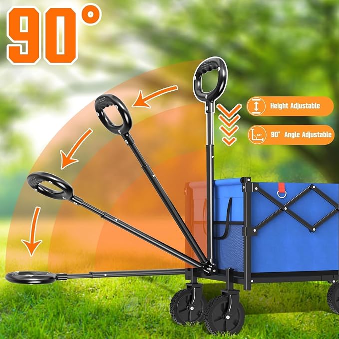 Yozoia Wagons Carts Foldable,Utility Beach Grocery Wagon with Wheels,Blue | Foldable, Lightweight, Portable, Simple Installation, for Camping Shopping Beach Garden Sports