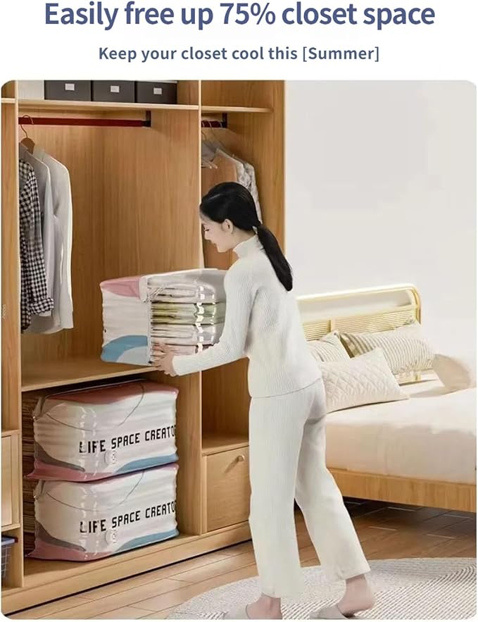 Vacuum Storage Bags Design for Quilt and Clothes Bedding Organizers for Closet Moving Dorm Clothes Organizers