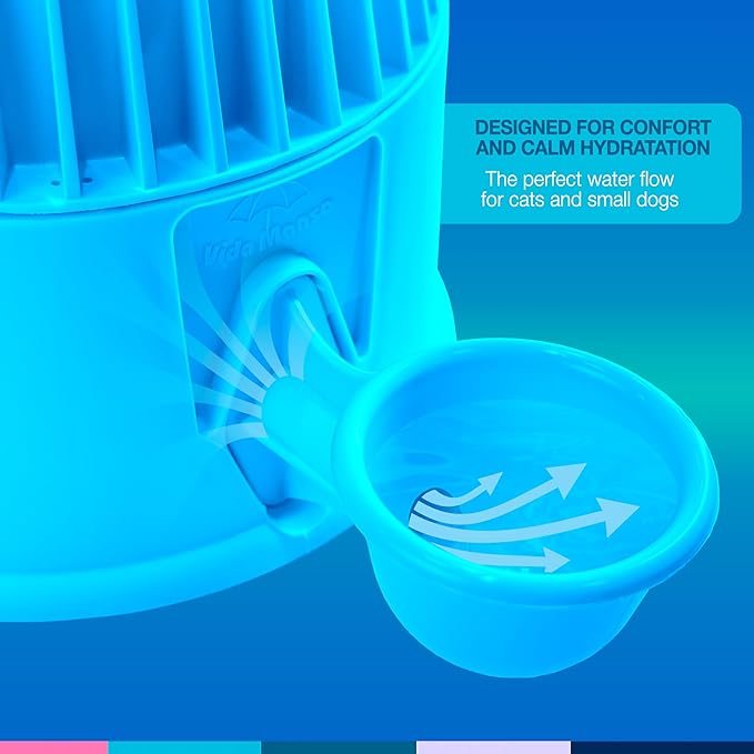 Pet Water Dispenser for Dogs and Cats, 67.6 oz – Gravity-Fed Water Bowl for Clean Drinking, Prevents Wet Fur, BPA-Free Polypropylene, Vida Mansa (Clear Light Blue)