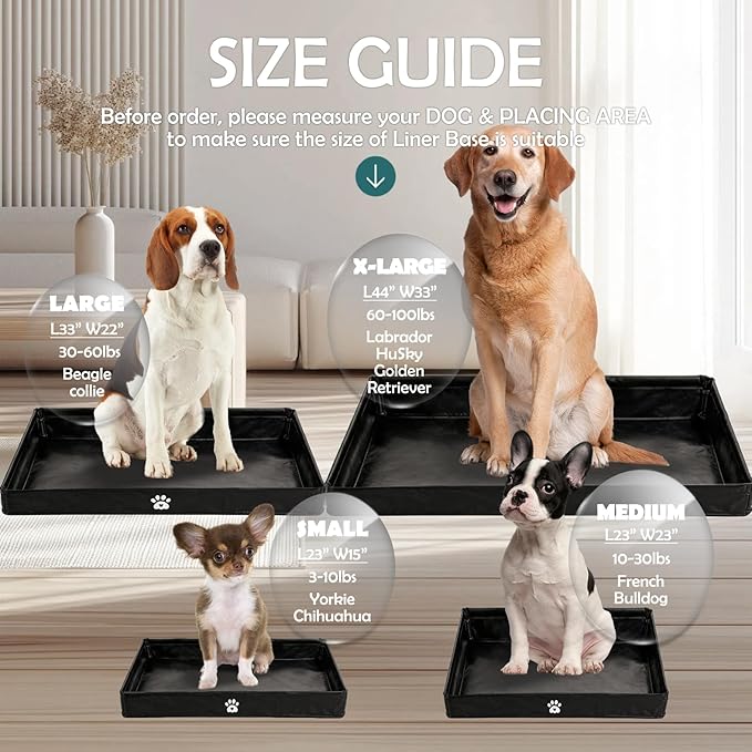 MEEXPAWS Dog Pee Pad Holder, Foldable Puppy Litter Box Indoor Potty Tray | Large High Side Leak-proof Potty Pad Holder for Dogs, Easy Clean Portable Liner Base, Dog Toilet for Potty Training