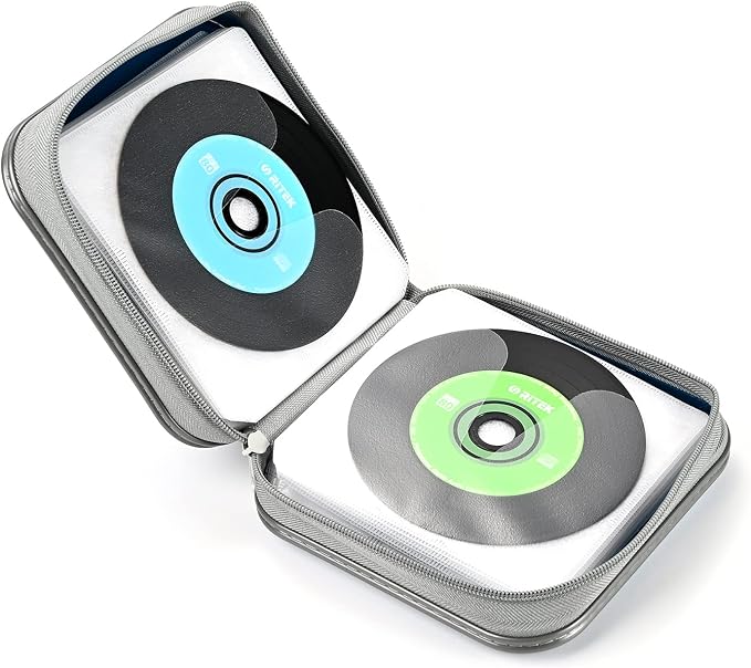 UENTIP CD Case for Car,48 Capacity DVD storage Organizer For Home Travel | CD Holder DVD Case, Smooth Double Zipper, Hard Plastic Shell, Scratch-Resistant, Slip-Resistant Tab, Blu-ray/CD/DVD Storage