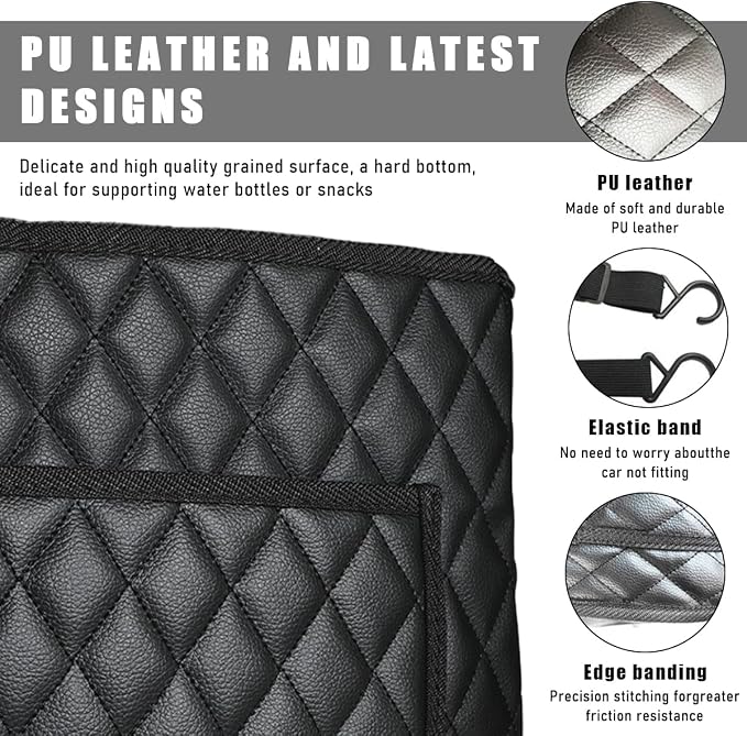 Car Purse Holder Between Seats, Leather Handbag Organizer Large Capacity Pocket for Console Front Seats, Universal Vehicle Interior Storage Bag Backseat Barrier for Kids Pet