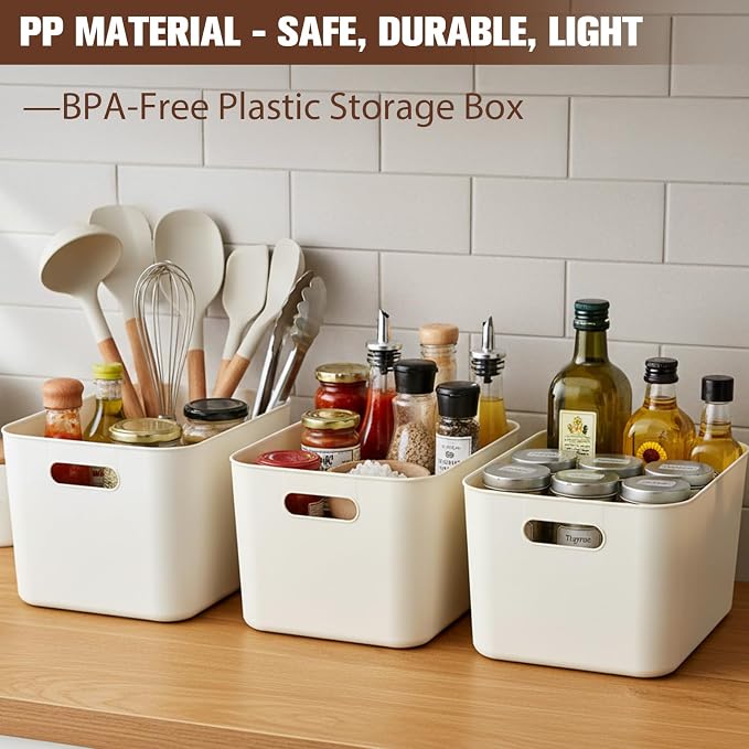ANMINY White Plastic Storage Bins Baskets with Lids, 12-Pack, 2XL+4L+2M+4S | Large Plastic Bins, Sturdy PET, with Handles, Stackable, Opaque Storage Boxes, for Closet Shelves Desk, White Lids