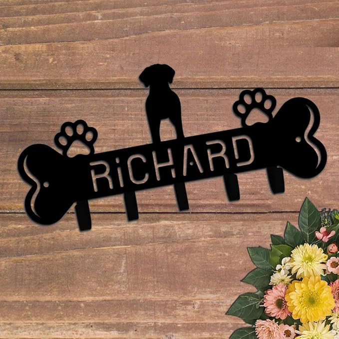 Personalized Dog Leash Holder for Wall, Custom 3D Dog Butt Leash Holder with Name, Hooks for Leashes, Keys, Collars, Christmas Birthdays Housewarming Gift for Pet Lovers (Style-7)