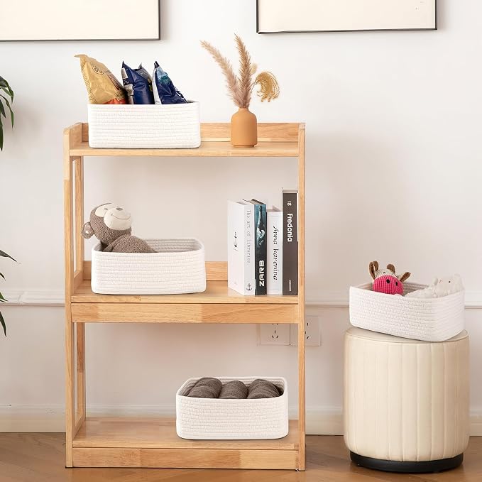 OIAHOMY 4 PACK 7L Storage Baskets for Organizing Storage Bins White | Small Bins for Shelves Small Storage Basket Shelf Baskets Organizer Baskets for Gifts Empty Cute Decorative Storage Bins