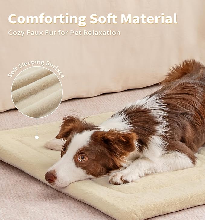 MADE 4 PETS Dog Crate Pad Washable Dog Bed for Large Dogs, 36"x27" | Washable & Reversible, Anti-Slip Kennel Mat for Cozy Sleeping, Soft Fluffy Dog Bed for Indoor & Outdoor Use, , Beige