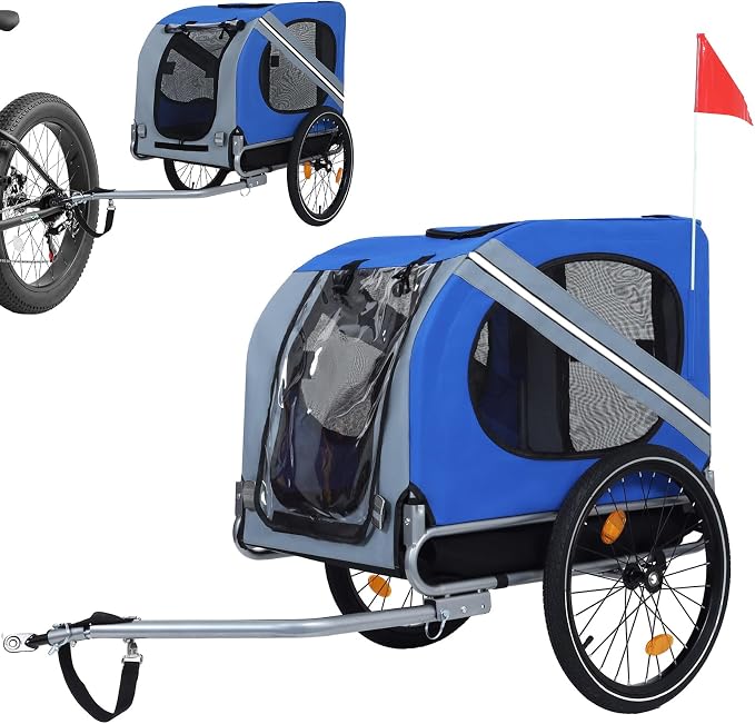 Large Dog Bike Trailer with 18.9" Wheels - 120LB Capacity Dog Trailer for Bike, Foldable Pet Bike Trailer for All-Terrain Cycling, Jogging & Camping