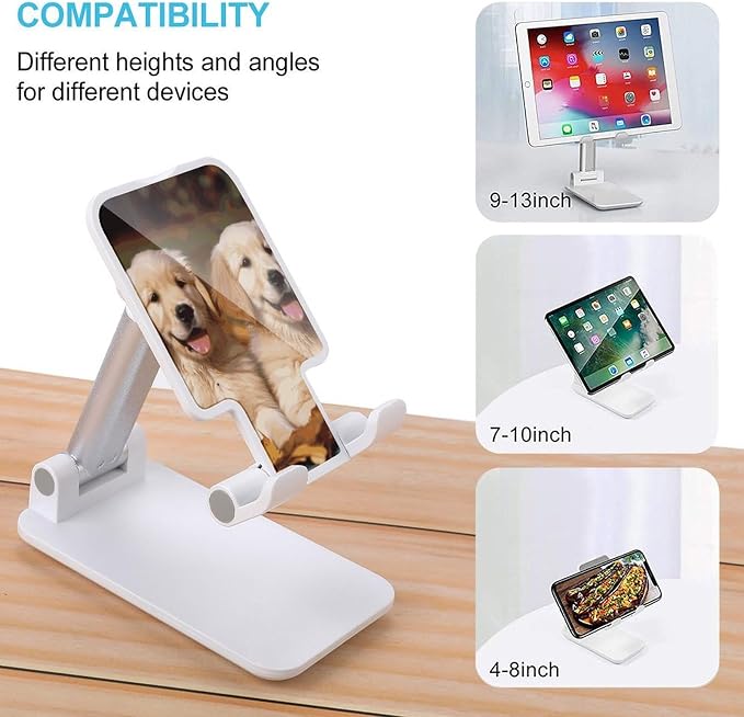 Golden Retriever Dogs Puppies Pets Foldable Phone Stand Desk Taller Stand | Adjustable Angle Height Cell Phone Holder Rotating Cell Phone Stand Portable Tablet Stand for Smartphone Tablet
