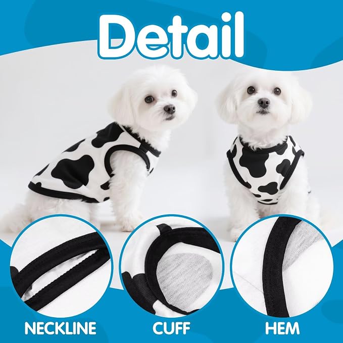 Adorable Cow Print Dog Shirts – Lightweight, Cozy Outfit for Small to Medium Dogs, Soft & Snuggly Pet Wear for Everyday Comfort and Cuteness.Back & 4XL