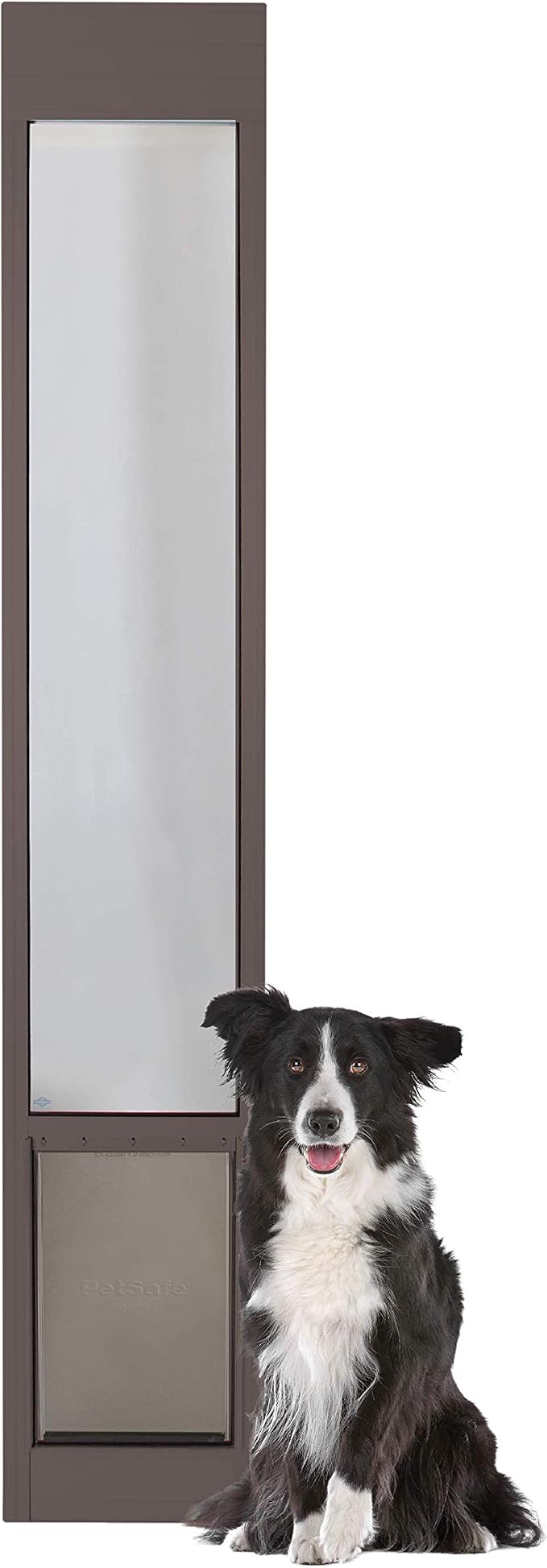 PetSafe Sliding Glass Pet Door, 1 Piece, Large Dogs to 100 lb, Bronze | Adjustable Height 75 7/8 to 80 11/16 Inches, No-Cut DIY Install into Existing Track, Magnetic Flap, Durable Aluminum Frame