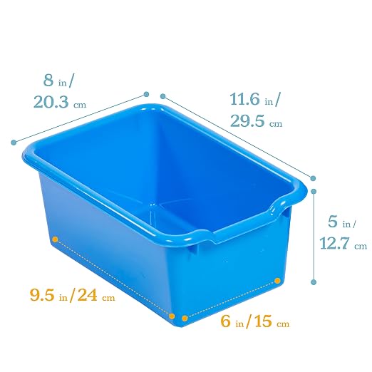 ECR4Kids Scoop Front Storage Bins, Multipurpose Organization, Assorted, 10-Piece | Durable plastic, GREENGUARD Gold Certified, 1.2 gallon capacity, lightweight & nestable, built-in handle, classroom/home use