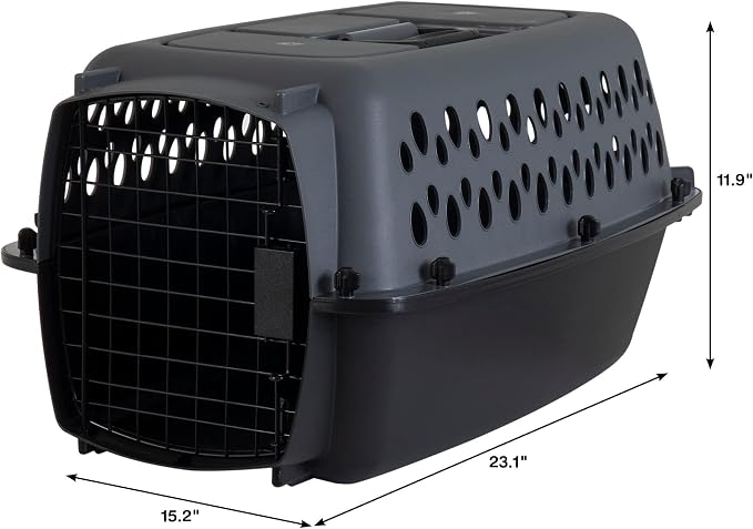 Petmate Pet Porter Dog Kennel 23in, Dark Gray and Black, Pets up to 15lbs | Made in USA