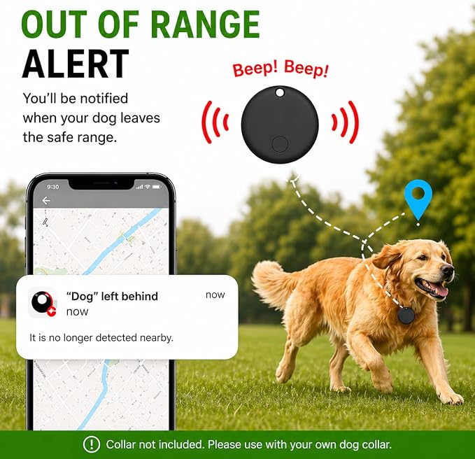 GPS Collar for Dogs (iOS Only) Smart tag,Waterproof Compatible with Apple Find My,No Monthly Fee,Advanced Tracking Solution Smart Collar for Pet Safety Ideal Small Large Dogs (Android Tracker for dog)
