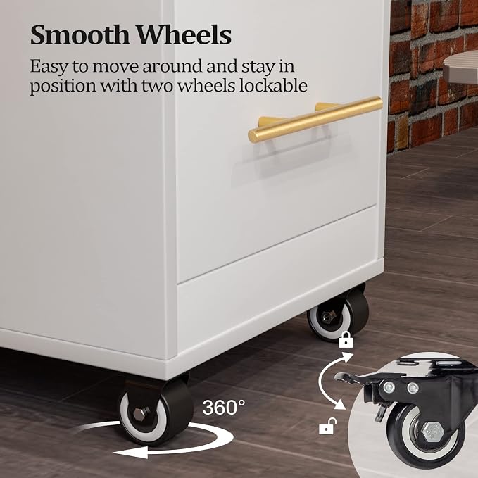 OmySalon Salon Trolley Cart with Wheels, Wooden Hair Storage Cabinet, Stylist Cart Mobile Hairdressing Barber Station for Beauty Spa Barbershop, 3 Large Drawers, 3 Hot Tool Holders, White