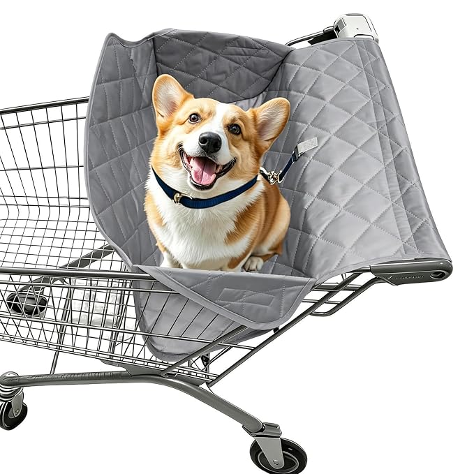 Dog Shopping Cart Cover - Waterproof Shopping Trolley Cover | Universal Foldable Portable Carts Protector for Outdoor Supermarket Public Space Restaurant Cafe