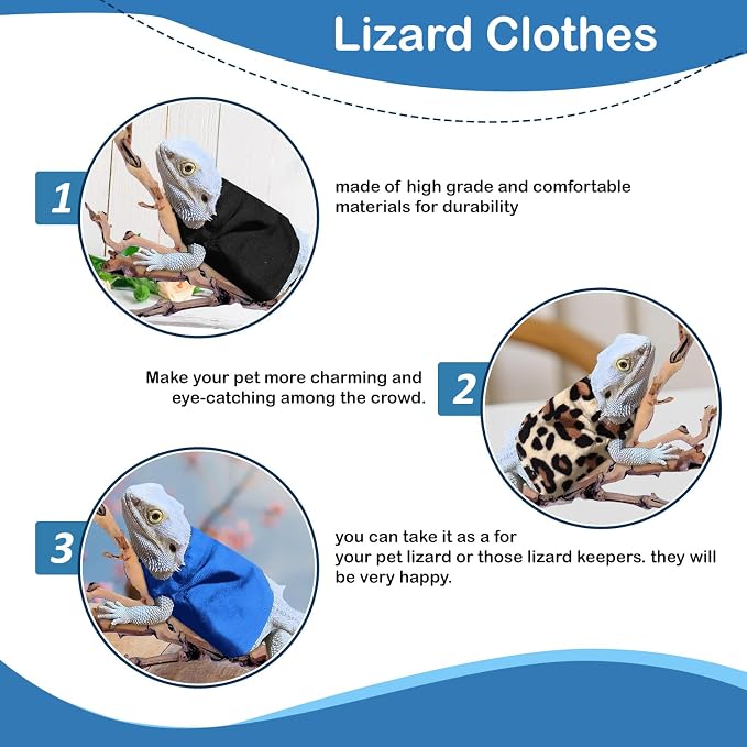 Lizard Clothes Bearded Dragon Hoodie Sweater Jacket Small Pet Costume Flannel Apparel for Reptiles Party Cosplay Props Chameleon Outfit Reptile Clothing Accessories（Blue）