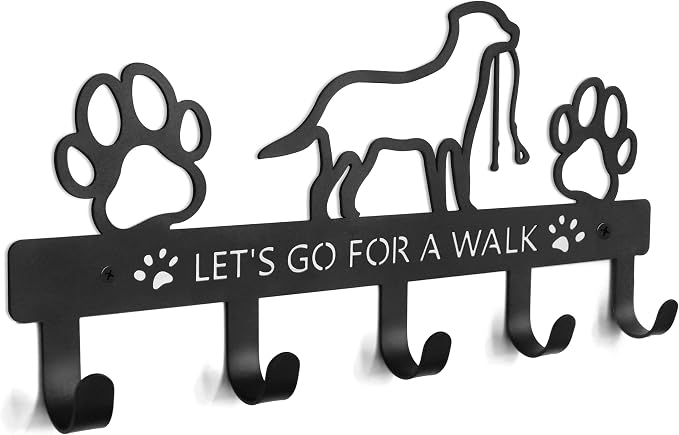 PET ARTIST Dog Leash Holder for Wall, Metal Dog Leash Hooks for Wall Decorative, Dog Leash Hanger Organizer Wall Mount with 5 Hooks, Dog Stuff Storage Organizer for Key Holder Dog Collar and Leash Set