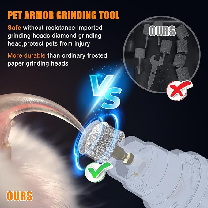 Dog Nail Grinder Quiet - Professional 2-Speed Dog Nail Grinder with Guard, Rechargeable & Painless Dog Nail Trimmers for Small Medium Large Dogs & Cats, Low Noise & Vibration