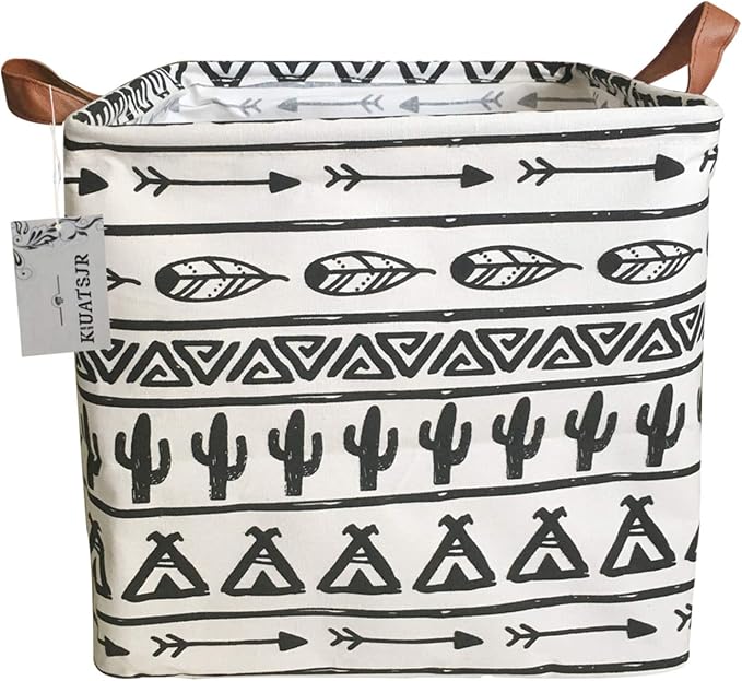 Storage Basket Fabric Organizer Bin for Toys, Books, Clothes, Pets,Perfect for Bedroom/Office/Nursery/Shelves (Black)