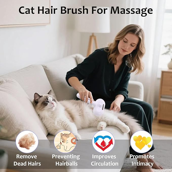 for Dogs & Cats – 3-in-1 FreshFur Shower Brush with Steam, Magic Pet Hair Grooming Tool for Long/Short Fur – Better Dog Bath Brush & Cat Steam Brush for Shedding, Detangling &Deep Cleaning