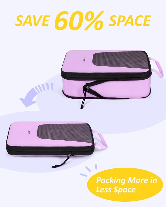 BAGSMART Compression Packing Cubes for Travel, 6/5/4set Lightweight Packing Organizers, Summer Travel Essentials Suitcase Organizer Bags Set