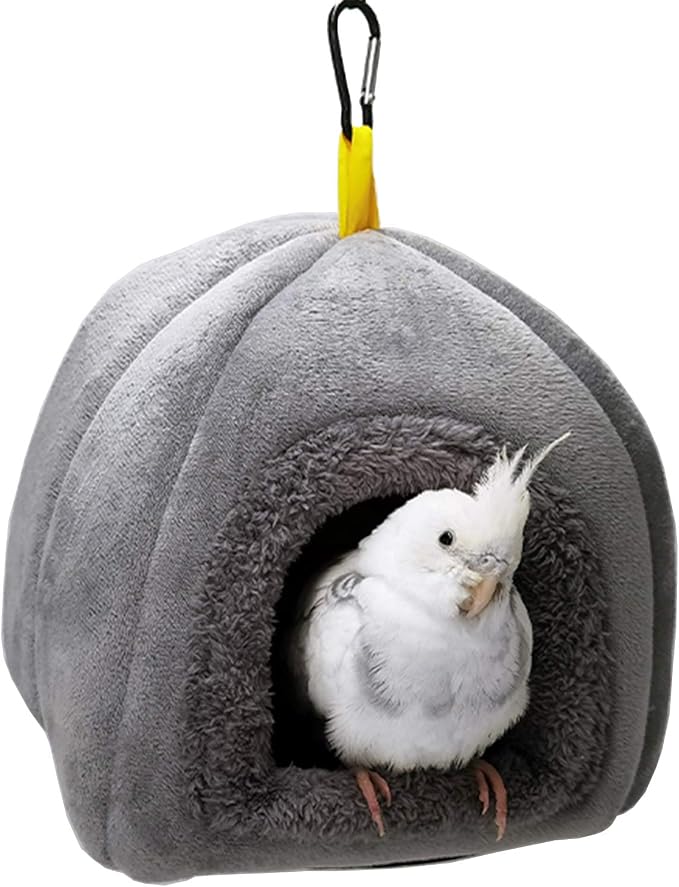QBLEEV Winter Warm Bird Nest House, Parrot Hanging Hammock for Cages | Bird bed soft plush snuggle hut tent, parakeet cage accessories hideaway sleeping bed for budgie cockatiel conure lovebird