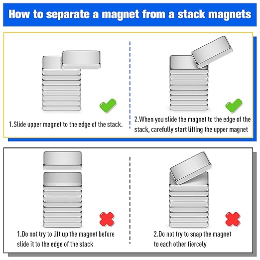 FINDMAG Small Rare Earth Magnets, 100 Pack 10x5x2mm, Rectangular Bars | Compact neodymium bar magnets with a low profile; for craft models, office boards, fridge displays, lockers and DIY layouts