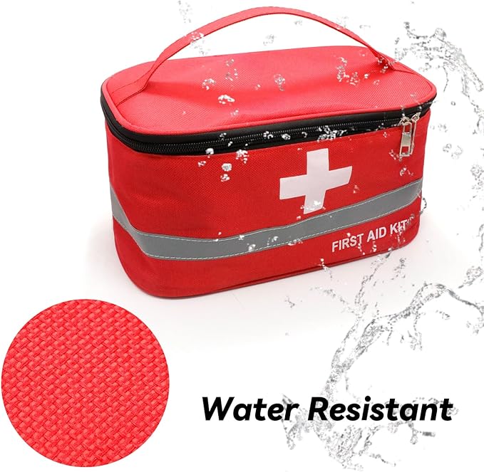 Faylapa Empty First Aid Bag, 10.2x5.5x5.5 inches Portable Outdoor First Aid Medical Storage Bag, Multi-Function Emergency Medicine Storage Organizer for Home Outdoor Travel Car Camping Hiking