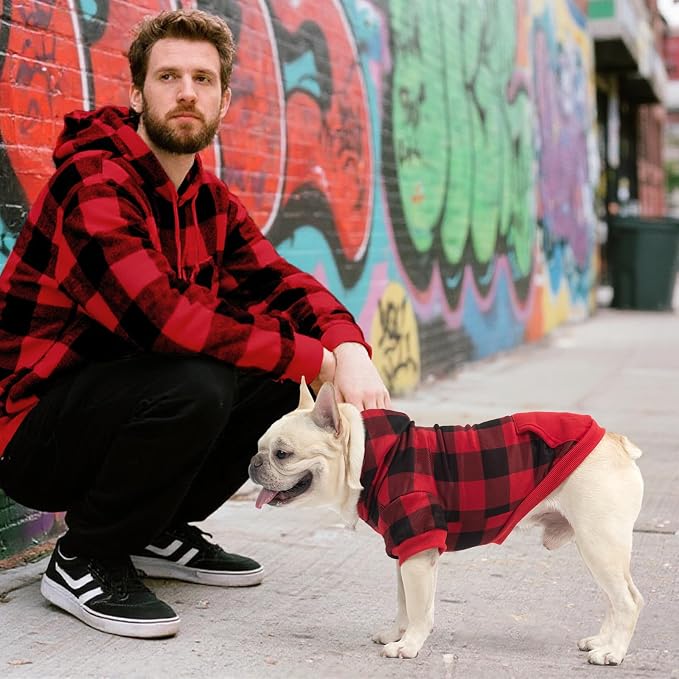 KOOLTAIL Plaid Dog Hoodie Pet Clothes Sweaters with Hat