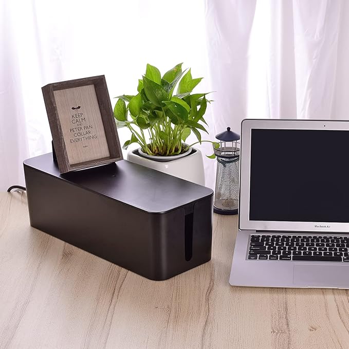 Cable Management Box, Large Cord Organizer Box to Hide Power Strip | Under Desk Cable Organizer, TV Computer Wires Cord Organizer, Cable Management Set, for Home/Office