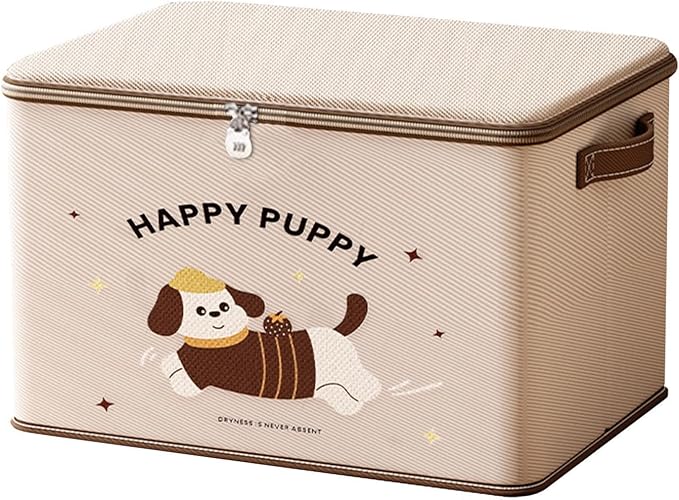 Storage Lock Box Heavy-Duty Waterproof Stackable Container with Puppy | Locking Storage Box for Package Toy Delivery Travel Closet Garage Bedroom Bathroom Kitchen