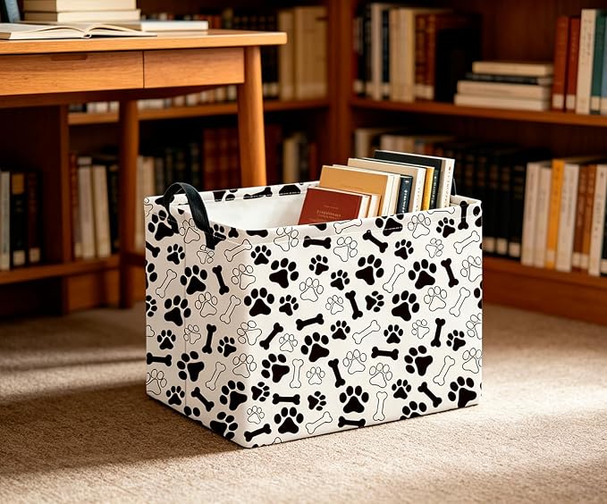 CLOCOR Rectangular Storage Bin, Waterproof Home Organization,Gift Basket(Paw)