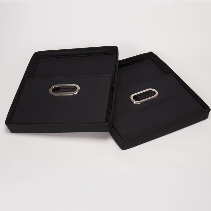 Household Essentials Fabric Storage Boxes with Lids and Handles, Black