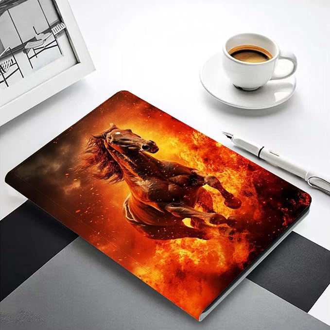 for Samsung Galaxy Tab A9 8.7 Inch 2023 (SM-X110/X115/X117) Tablet Case,Premium Leather Folio Stand Auto Wake/Sleep,Multiple Viewing Stand,Running Horse