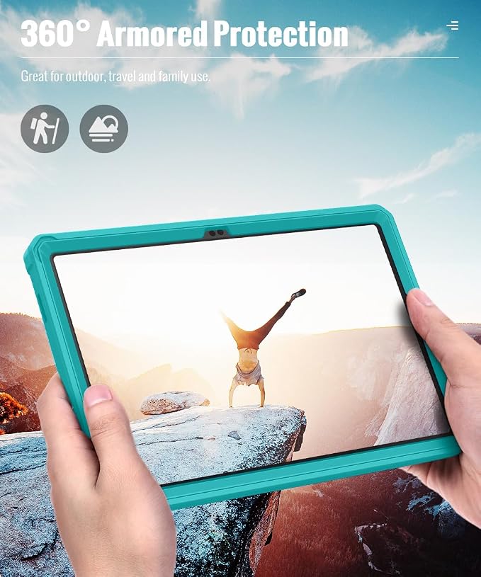 MoKo Shockproof Case Fit Samsung Galaxy Tab A11+ Plus/ A9+ 11 Inch | with Screen Protector, Heavy Duty Shockproof Protective Case, Bondi Blue