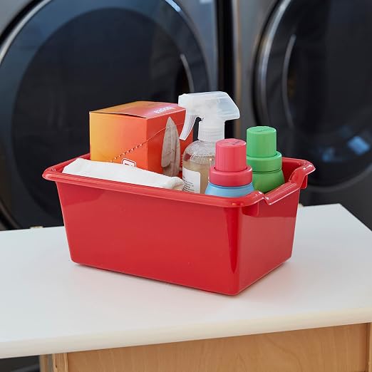 ECR4Kids Scoop Front Storage Bins, Multipurpose Organization, Assorted, 10-Piece | Durable plastic, GREENGUARD Gold Certified, 1.2 gallon capacity, lightweight & nestable, built-in handle, classroom/home use