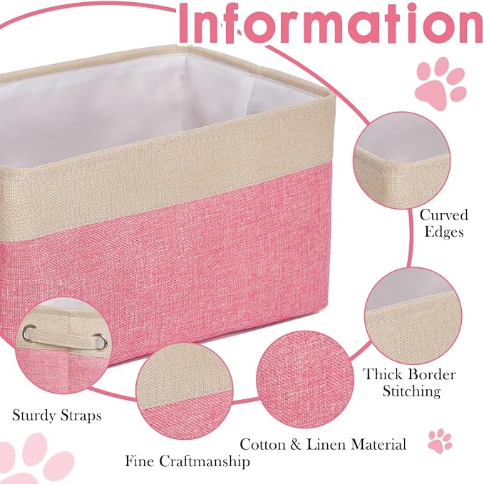 Ulico Personalized Dog Toy Storage Basket, Collapsible Pet Organizer Box With Handles, Custom Toy Bin With Pet's Name, Cat Storage Gift for Dog Lovers, Apparel & Accessories (Pink)
