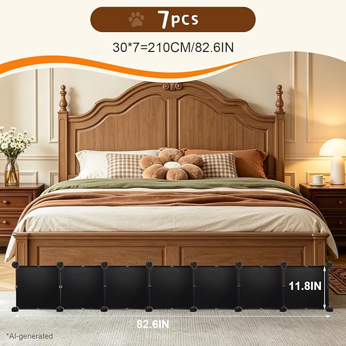 11.8" H x 83" L in Total Under Under Bed Blocker Stops Pets Under Furniture | Splicable Resin Under Bed Blocker, Flexible Assembly Stops Pets From Sliding Under Bed, Easy Buckle Splicing