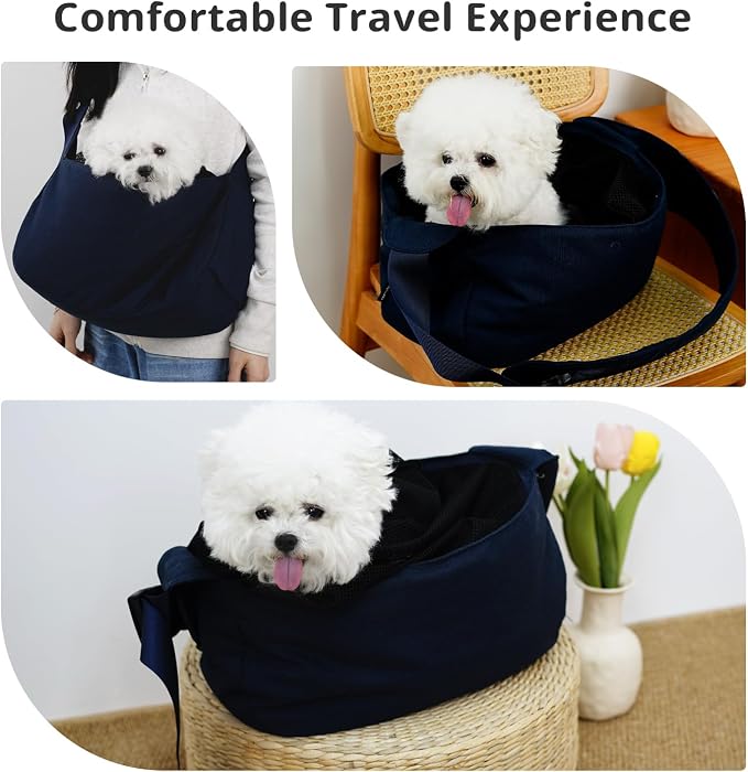 ONECUTE Dog Sling Carrier 15 lbs, Small Dog Carrier Sling for Cat & Puppies | Suitable For Carrying Pet 3-10lbs, Spacious Space So Pets Will Not Be Crowded, Adjustable Shoulder Straps And Breathable Mesh