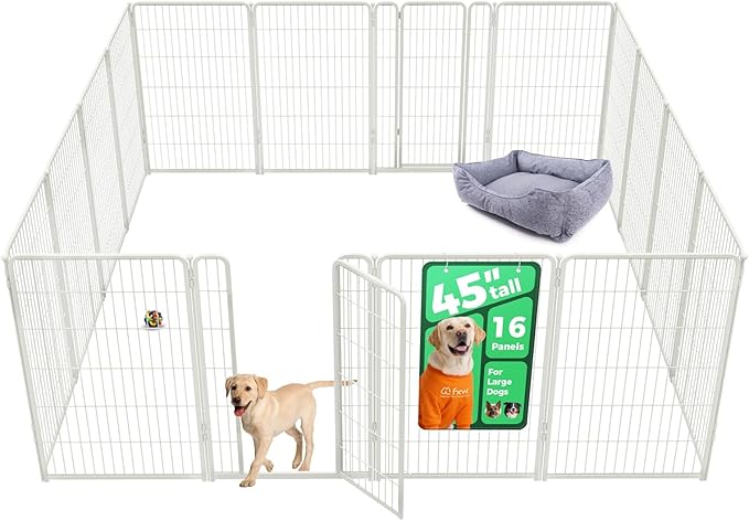 FXW Homeplus Indoor Dog Playpen, 45" H, 16 Panels, for Large Dogs | Stress-free play, Heavy-duty, Semi-open design, Easy setup, Threshold-free gate, Expandable, Patented