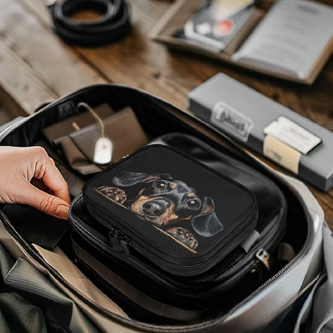 Pet First Aid Kit for Dogs Cute Dachshund Black Small Empty Emergency Kit Bag Dogs First Aid Travel Kit Pouch with Zipper Small Medicine Medical Bag
