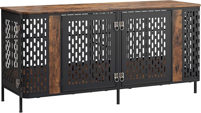 71” Double Dog Crate Furniture, Large Dog Kennel Furniture | 350 lb Weight Capacity, for 2 Dog, TV Stand, Removable Divider, Indoor Use, Heavy Duty Wooden Dog Cage