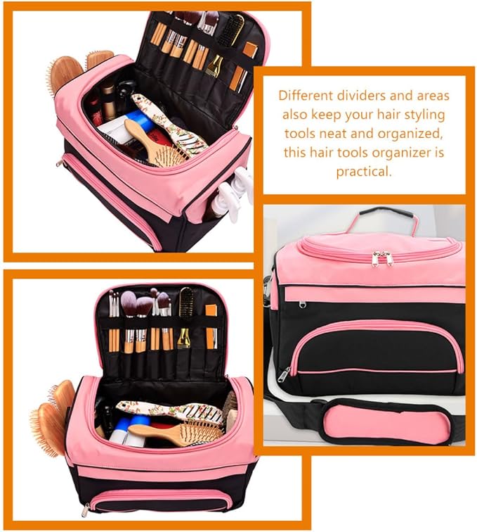 Sturdy Barber Suitcase Hair Tools Travel Bag with Dividers, Oxford Cloth and Metal Construction, Long-Lasting Hairdresser Organizer for Outdoor and Travel Use