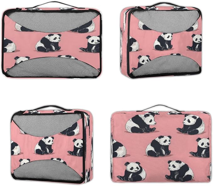 Packing Cubes for Travel, Precious Pandas Travel Luggage Packing Organizers for Women Men, Large Custom Toiletries Bag for Clothes Shoes, Cute Panda