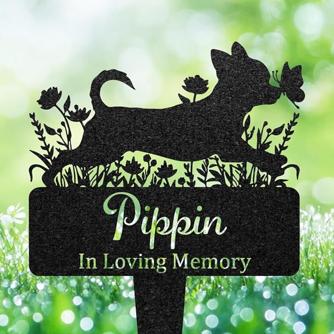 Personalized Chihuahua Dog Pet Grave Marker Custom Metal Memorial Stake Outdoor Yard Decor Garden Sign Pet Loss Gift Cemetery Decoration Rustproof Remembrance Plaque Name Dates